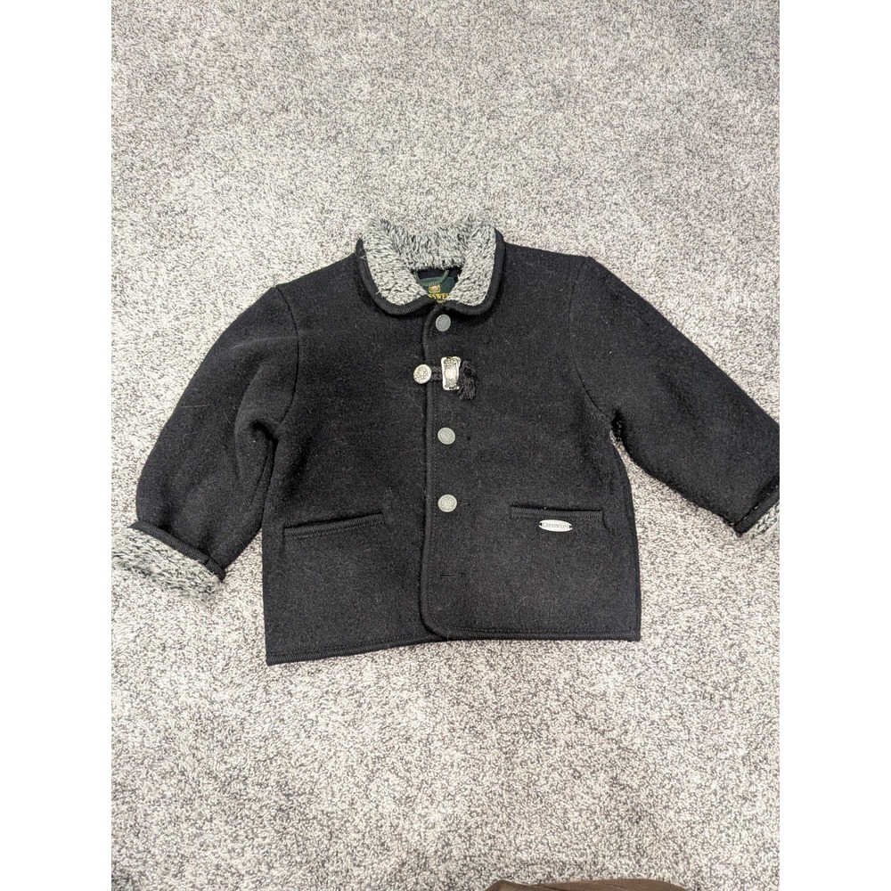 Giesswein Wool Jacket Kids 06 Cottagecore Button VTG Fur Trim
